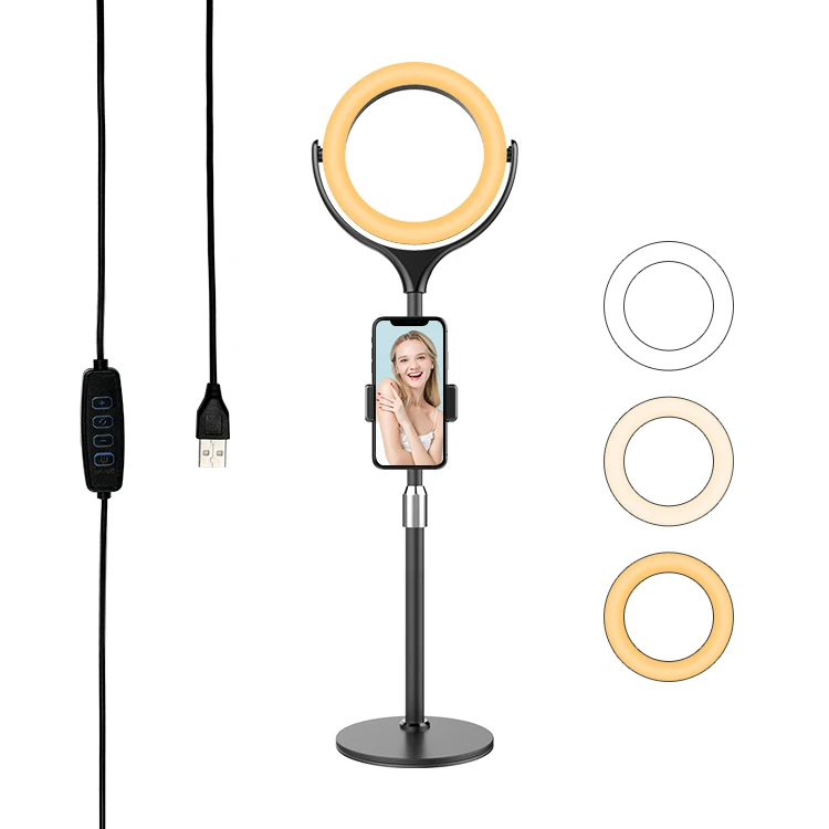 

Selfie Ring Light with Clamp Mount for Desk, Black / white