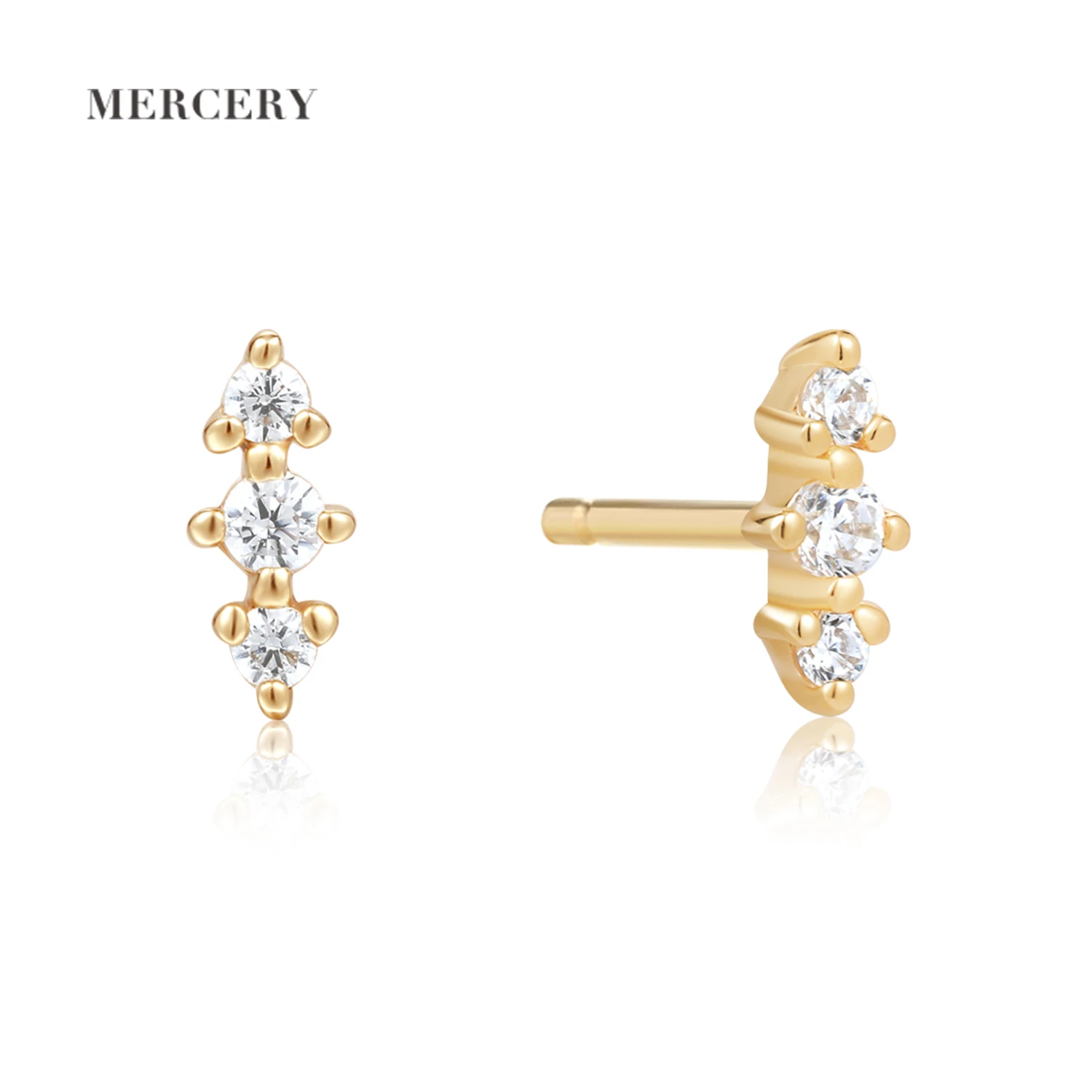 

Beautiful Designed Bright Luxury Diamond Earrings 14K Solid Gold Stud Earrings Women's Fashion Jewelry Arete