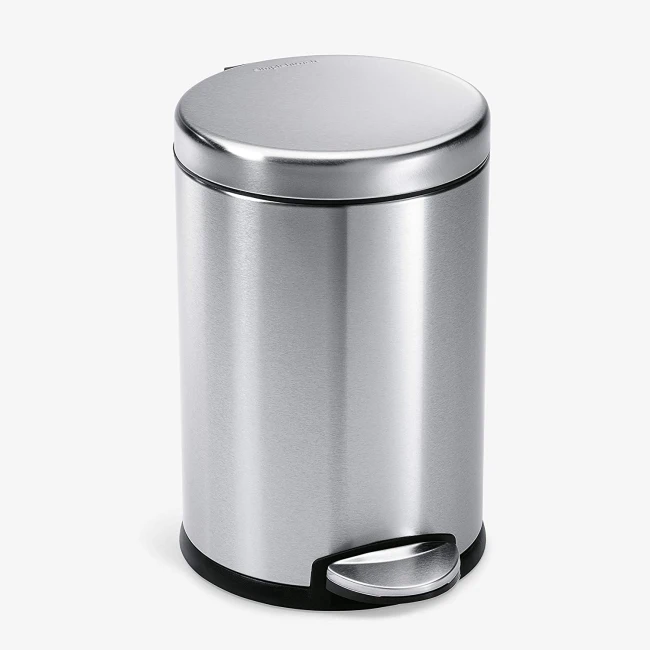 

Gallon Round Bathroom Step Trash Can, 4.5 Liter / 1.2 Gallon, Brushed Stainless Steel Waste Bin, Silver, white, black etc.
