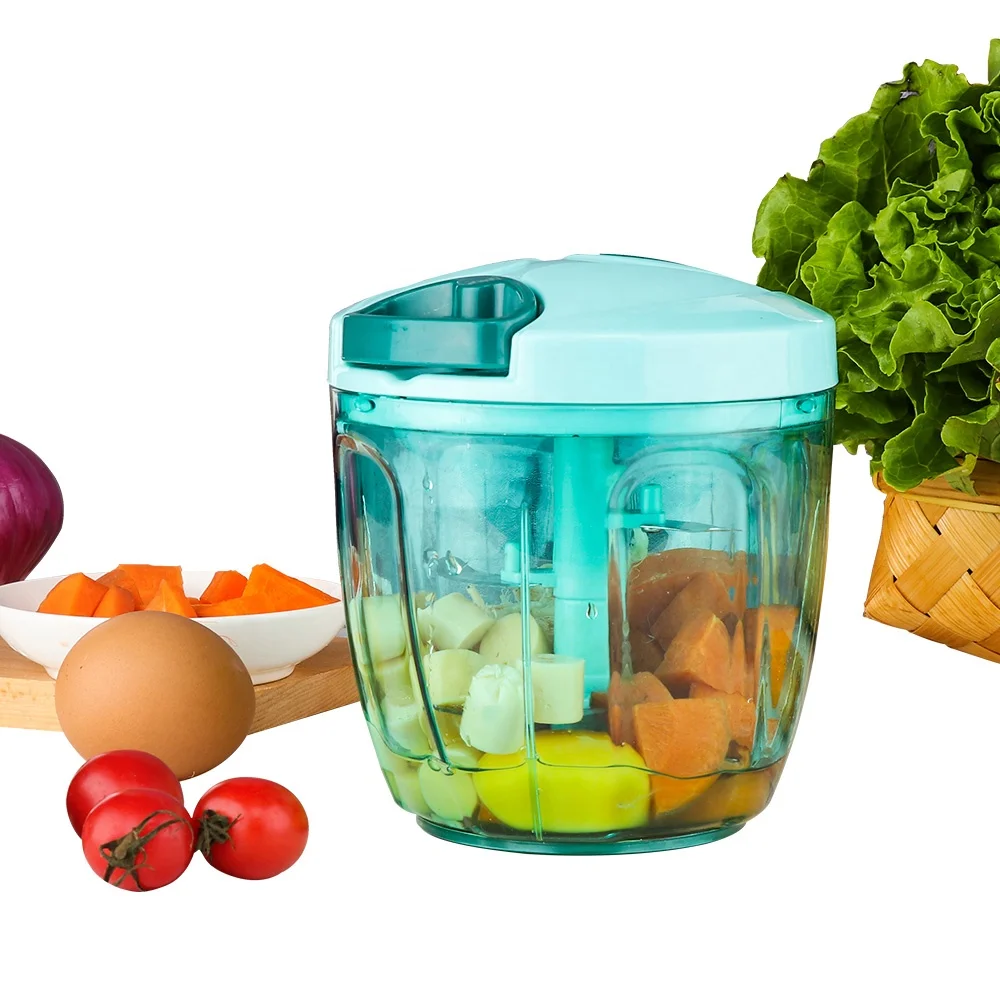 

High Pull Manual As Seen On TV Salad Chopper Bowl With 5 Blades, Blue