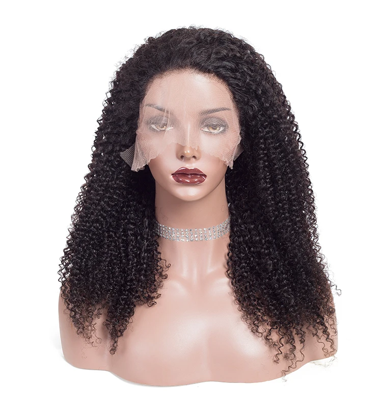 

Brazilian Virgin Hair Lace Frontal Wigs Kinky Curly Natural Color Headband Human Hair Wigs For Black Women
