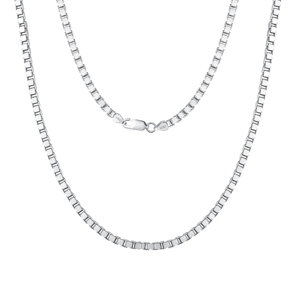 RINNTIN SC32 Jewelry Chain Wholesale Italian Pure 925 Sterling Silver 3.0mm Box Chain Necklace