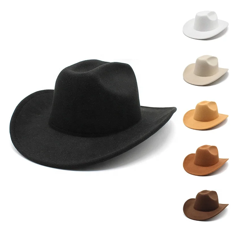 

2023 New sombreros cow boy hat plain felt cowboy hats wholesale Western Custom Cotton Polyester cowboy hats in bulk
