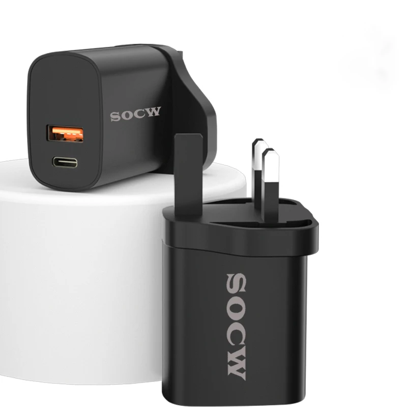 

20w pd usb c portable mobile phone wall charger adapter fast charging usb-c charger for apple iphone 12, White black