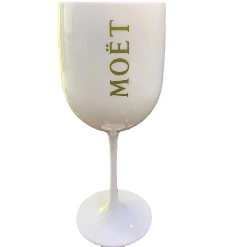 

WHY224 16oz Plastic Champagne Glass Cup Red Wine Glass PP Food Grade Plastic Goblet Standing Cup Customize Logo, Pink/white