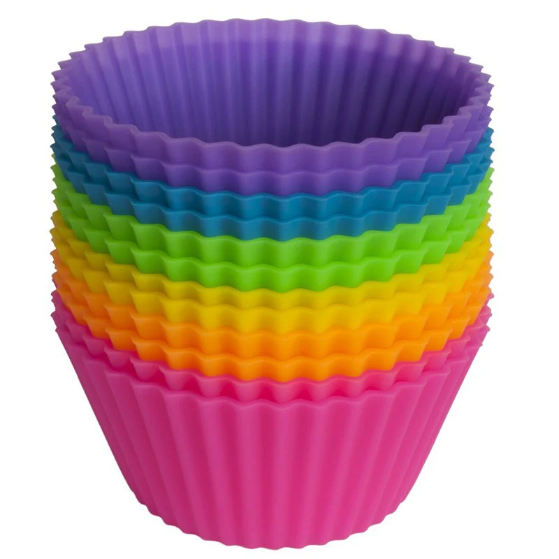 

Round Shaped Silicon Cake Baking Molds Cake Mold Silicon Cupcake Cup Home Kitchen Cooking Tools Random Color, As photo