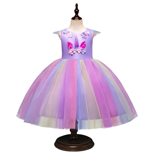 

Wholesale sleeveless Tutu Unicorn Rainbow Dress Christmas Costume Girl Dress