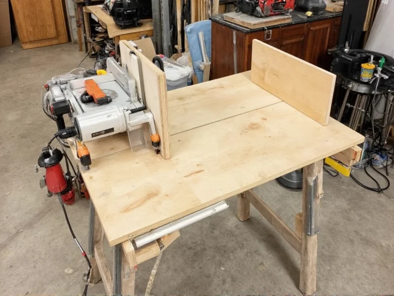 DIY miter saw stand with fold-down material supports