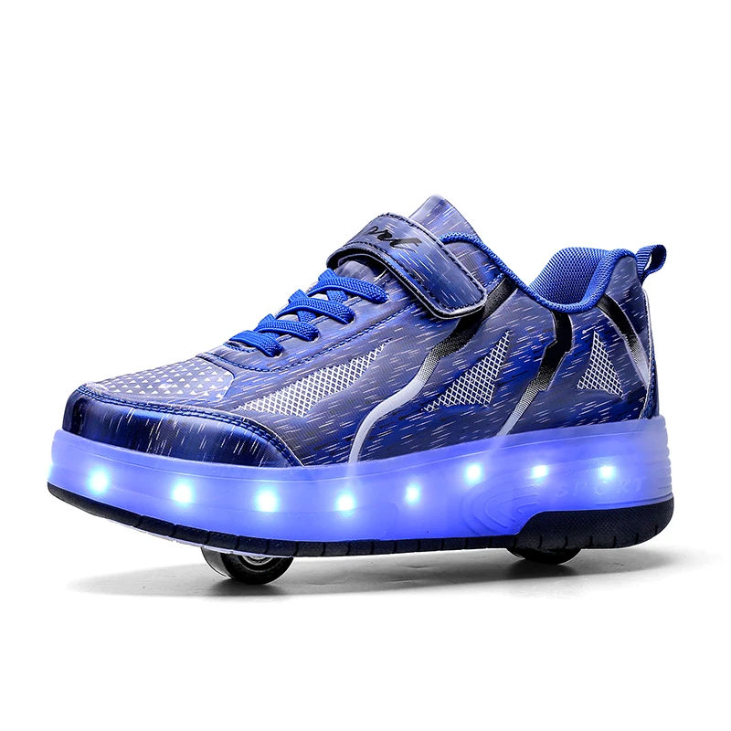 

SEVEN Latest Fashion Flashing Colorful Led Light Up Roller Skate Shoes with Retractable Wheels Skate for Kids Women Lady Student, Blue, pink, silver