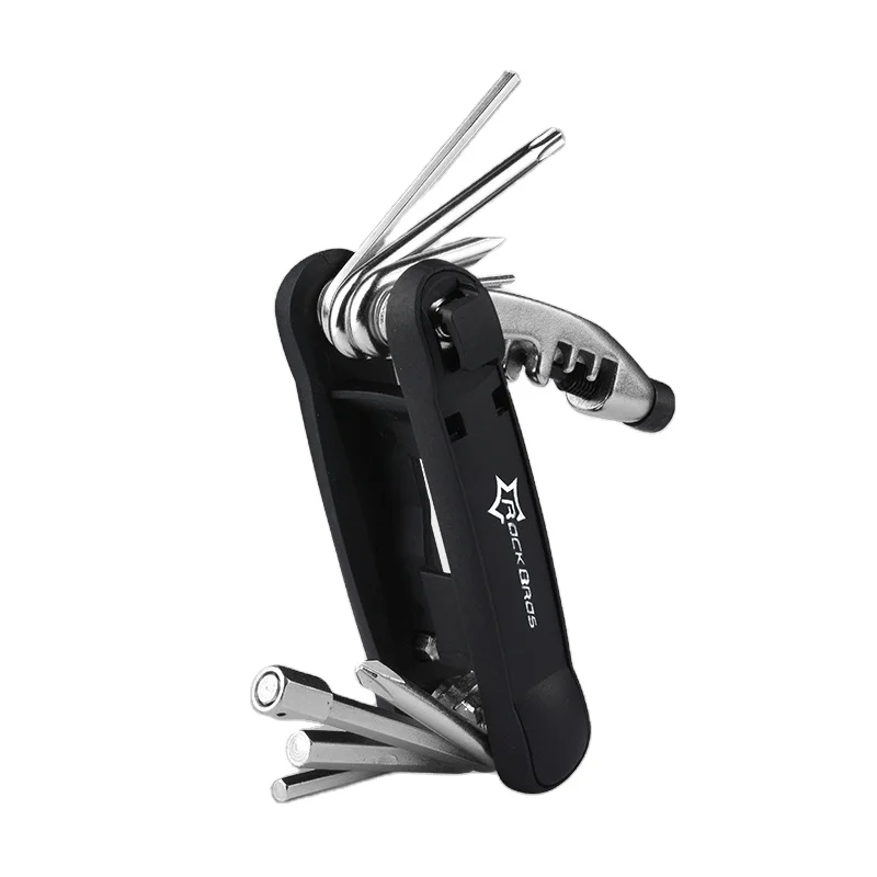 

ROCKBROS Mountain Road Bicycle Cycling Repair Multi Tool 11in 1Multifunction Bike Tool Stainless Mini Pocket Bicycle Tool Set, Black