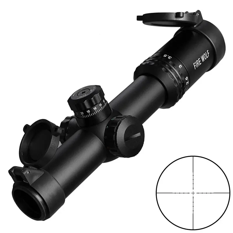 

Silver 1-4X24 Outdoor Tactical Optical Rifle Scope Airsoft Hunting Mirror with Red Green Illuminated Cross Scope Range