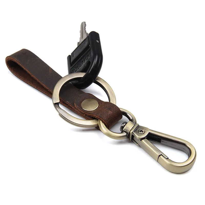 

Hot Sale Vintage Cowhide Bronze Color Car Genuine Leather Keychain