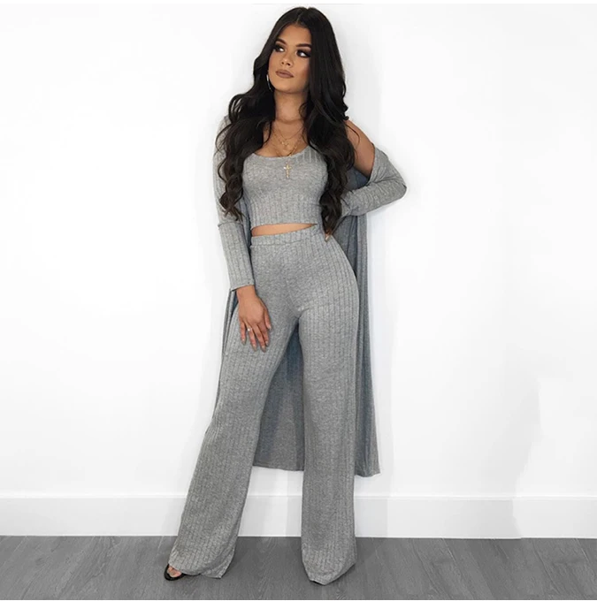 ribbed jumpsuit with long coat