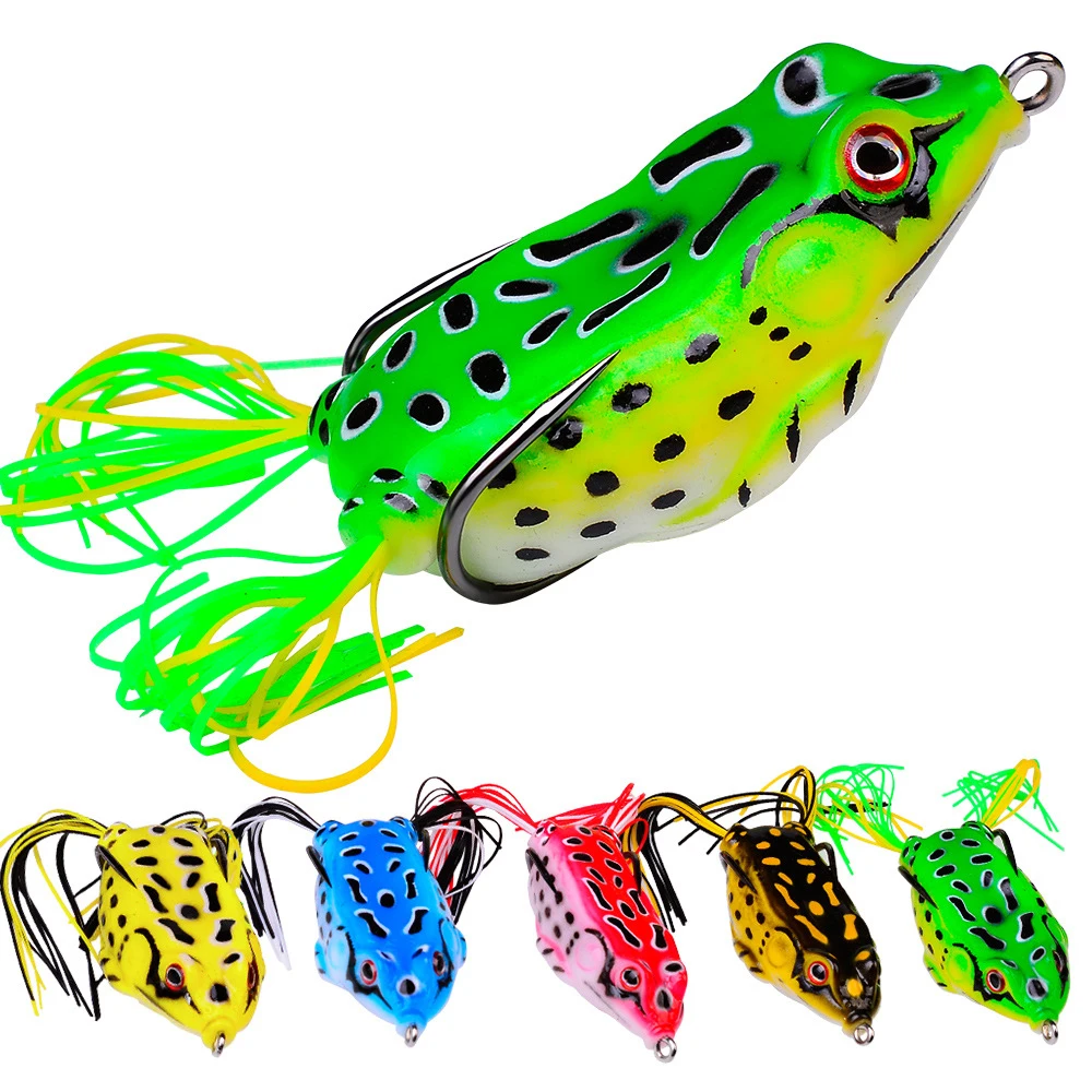 ZHUORUN 8 Colors Pvc Silicone Topwater Saltwater Pike Snakehead Floating Artificial Bionic Soft Baits Frog Lure for Fishing