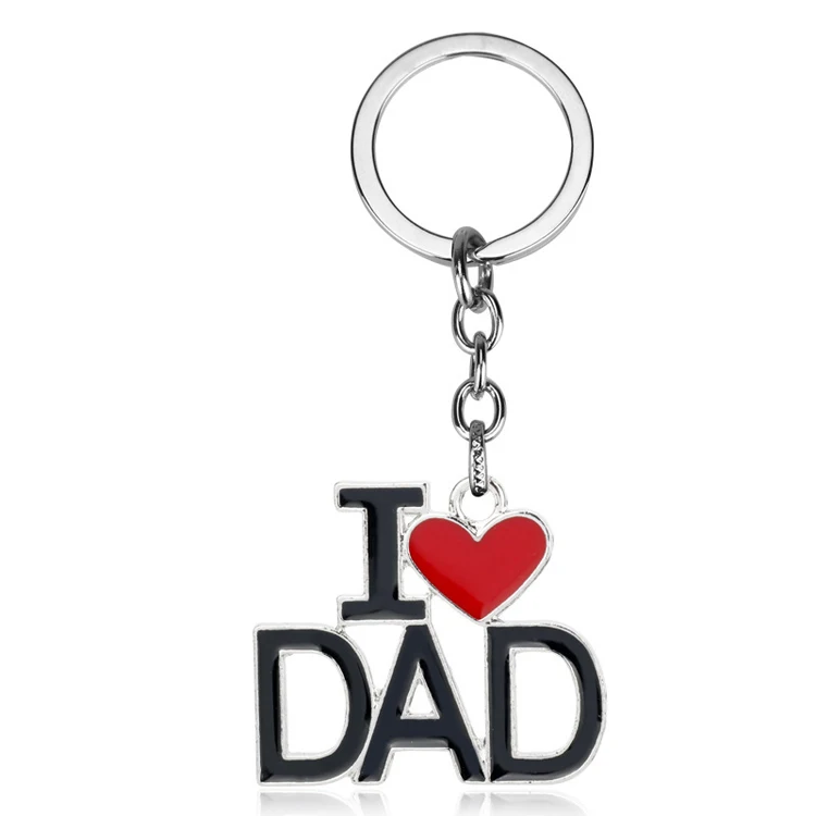 I Love Mom/Dad/Mama/Papa Red Heart Key Chain Gifts For Mom Dad Mother Keychain 