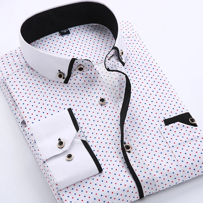 custom shirt for men  Fashion Printed Long Sleeve Men's Shirt Casual Business Slim Fit Male Social Shirts
