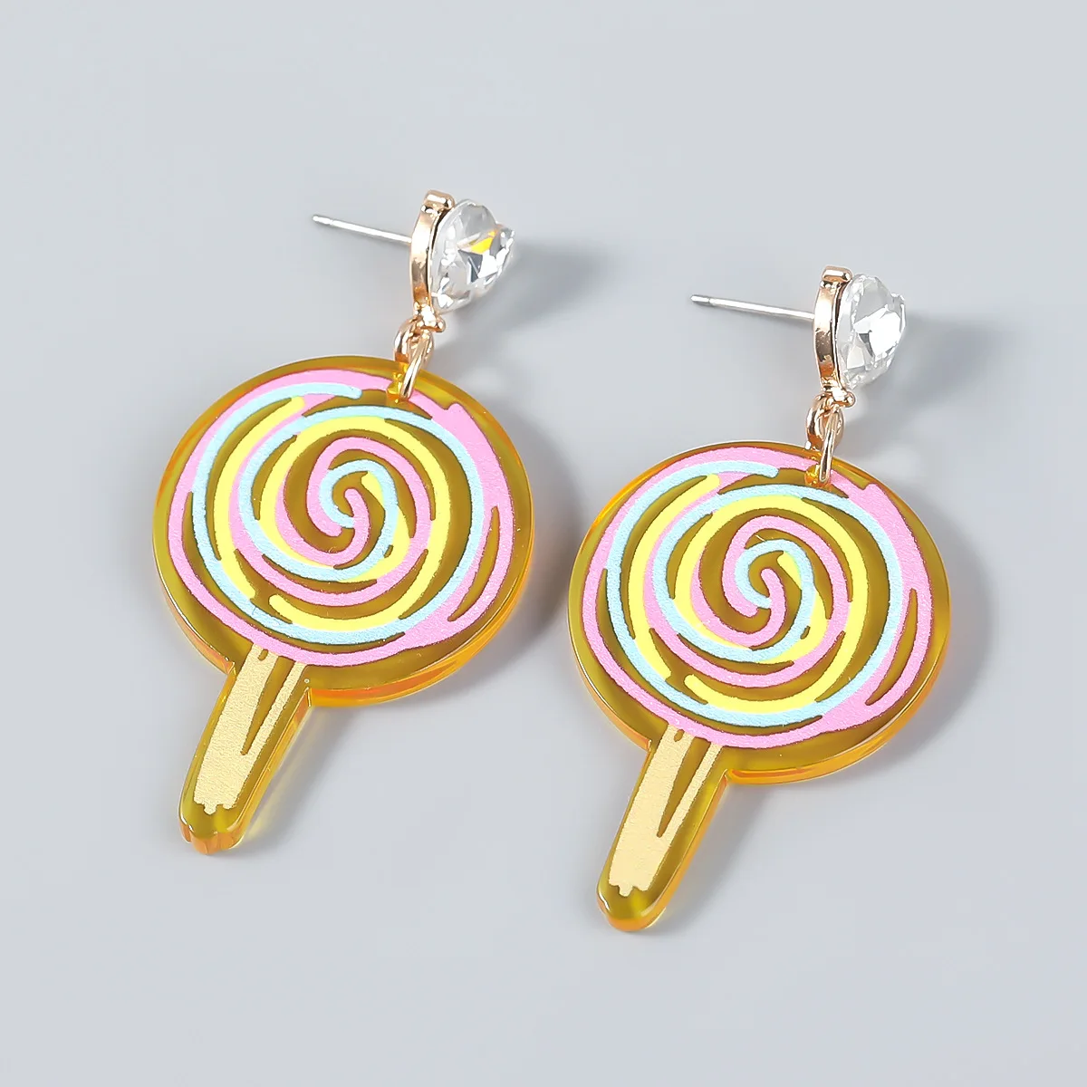 

New Arrivals Hot Selling High Quality Fashionable Resin Lollipop Girl Heart Lovely Temperament Special Acrylic Link Earrings