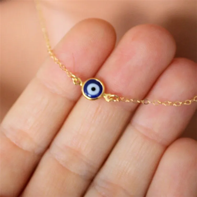 

Simple Blue Eye Necklace Hot Selling Fashion Gold Necklace Turkey Beaded Wholesale Chain, As shown
