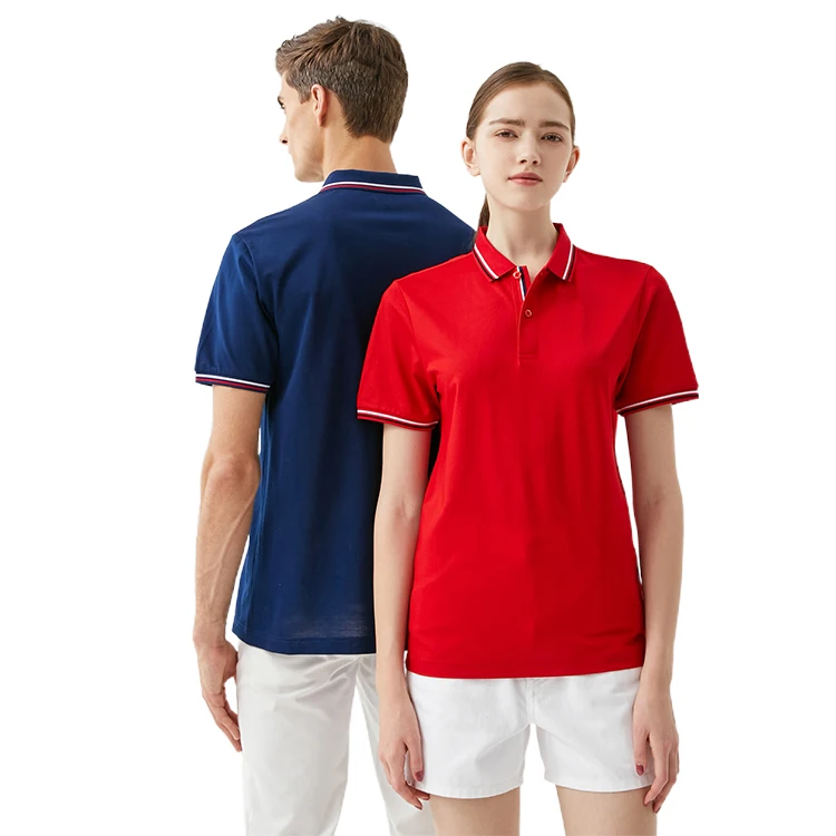 

Custom Korea fashion high quality team cotton polyester v neck women men polo shirt, Can be customized