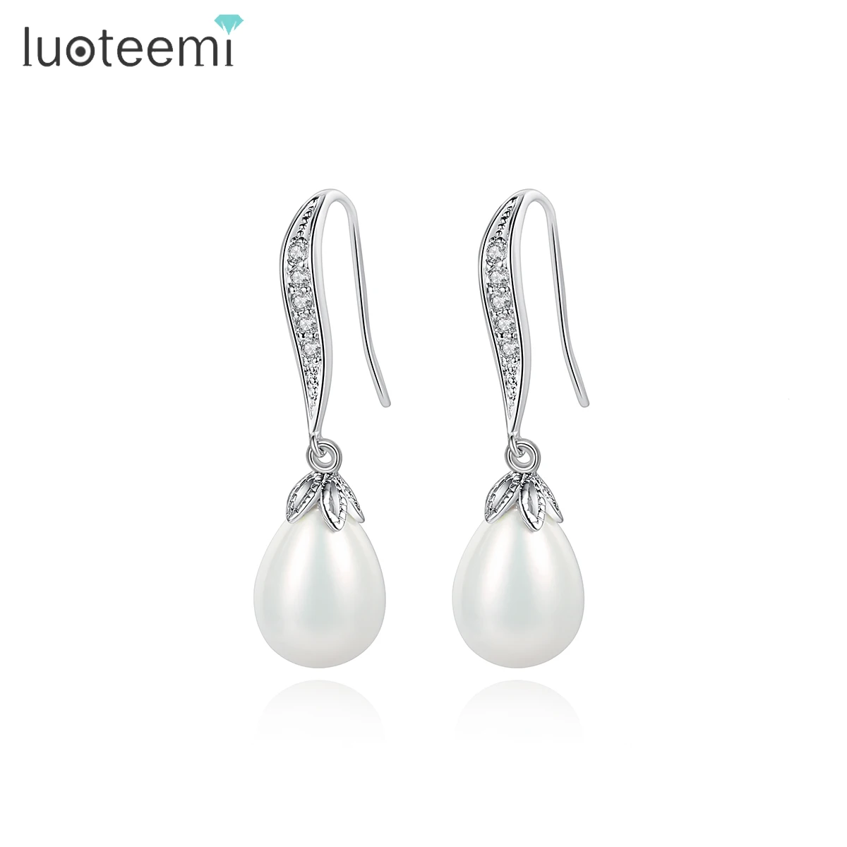 

LUOTEEMI Earing Woman Charm 2022 Pearl Drop Unique Dainty Fashion Lady Cubic Zirconia Luxury Earring Hook