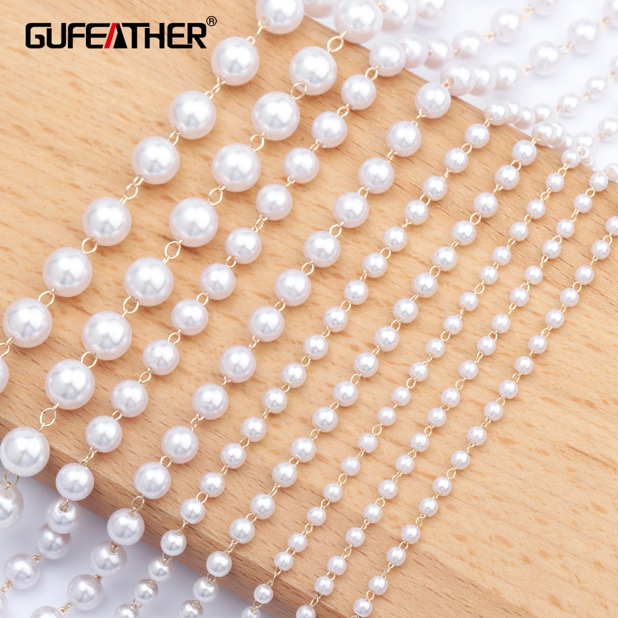 

C90 Small Round Plastic Pearl Metal Chain Diy Necklace Women Charm For Jewelry Making 3m/lot