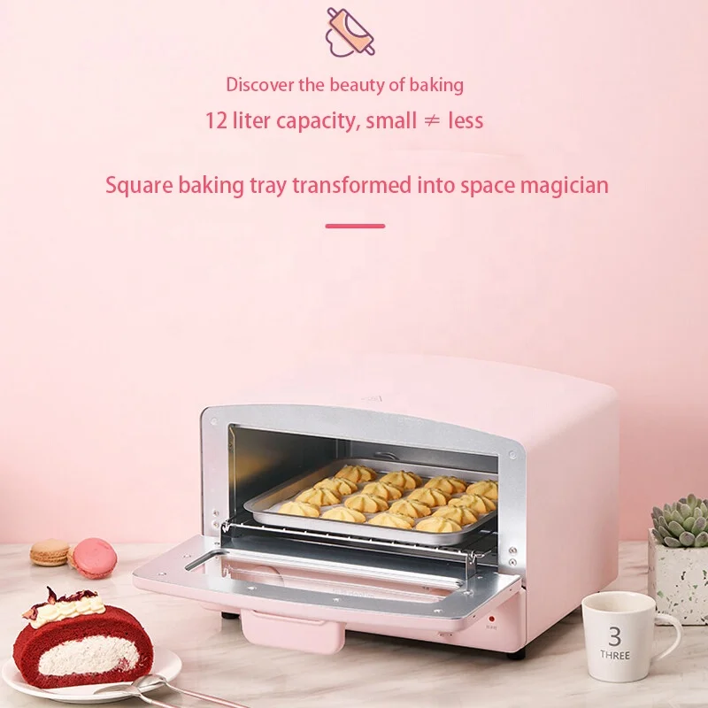 
Oven household multi-function mini fashion mini oven small oven 12 liters DL-3706 cherry blossom powder 