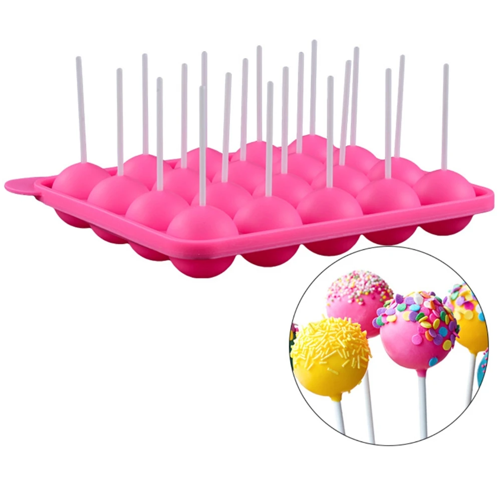 

20 Holes Chocolate Ball Cupcake Cookie Candy Maker DIY Baking Tool Silicone Pop Lollipop Mold Stick Tray Cake Mould