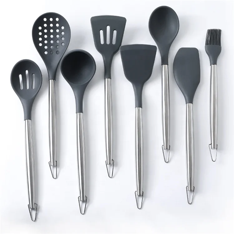 

Wholesale 8 Pieces Of Environmentally Friendly Kitchen Utensils Silicone Non-stick Cookware Set Kitchen Accessory Set