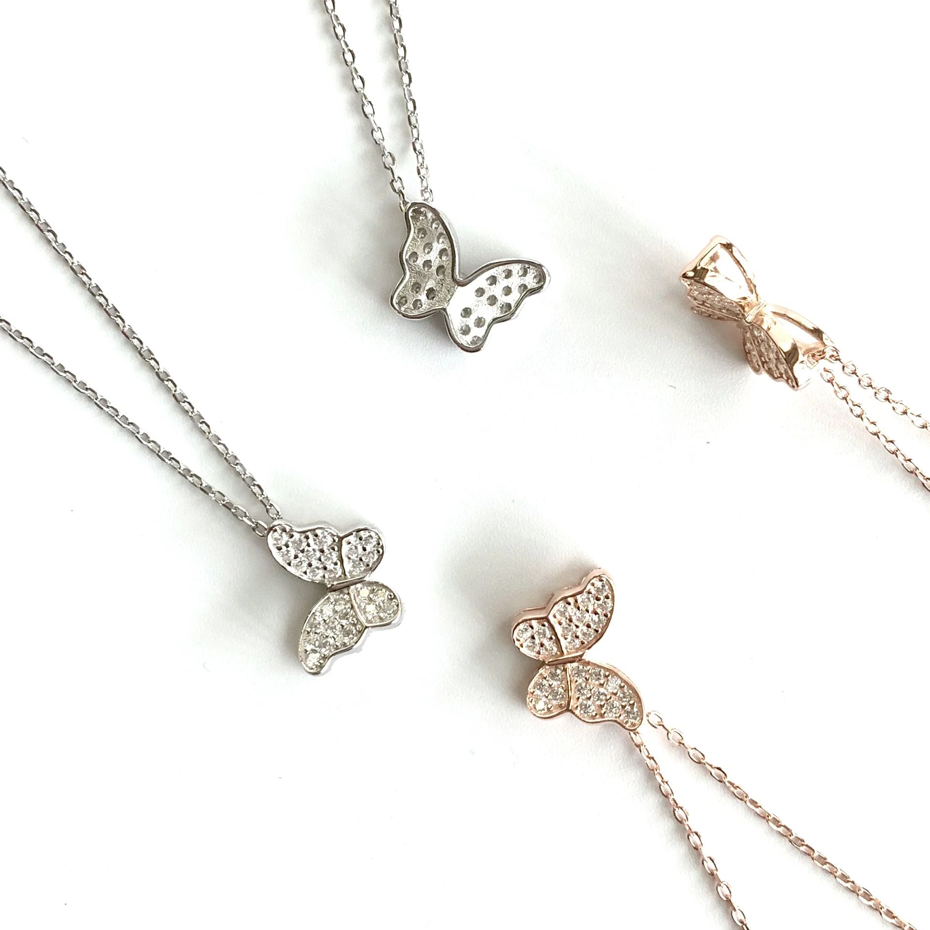 

2021 925 silver 18k gold plated zircon boutique butterfly shape woman necklace for gift