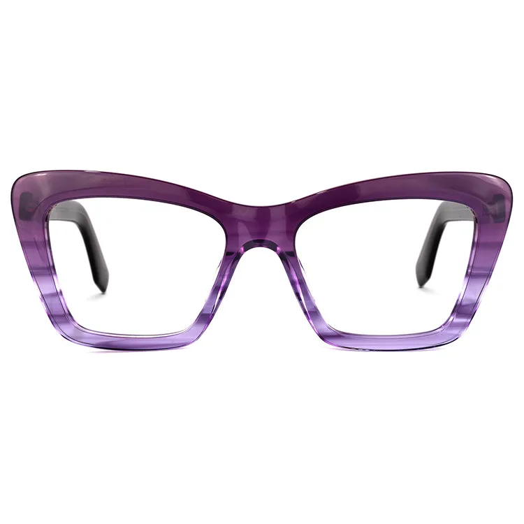 

Zeelool Ready to Ship Chic Ladies Acetate Cat Eye Purple Tortoise Spring Hinged Acetate Eye Glass Frame, 4 colors