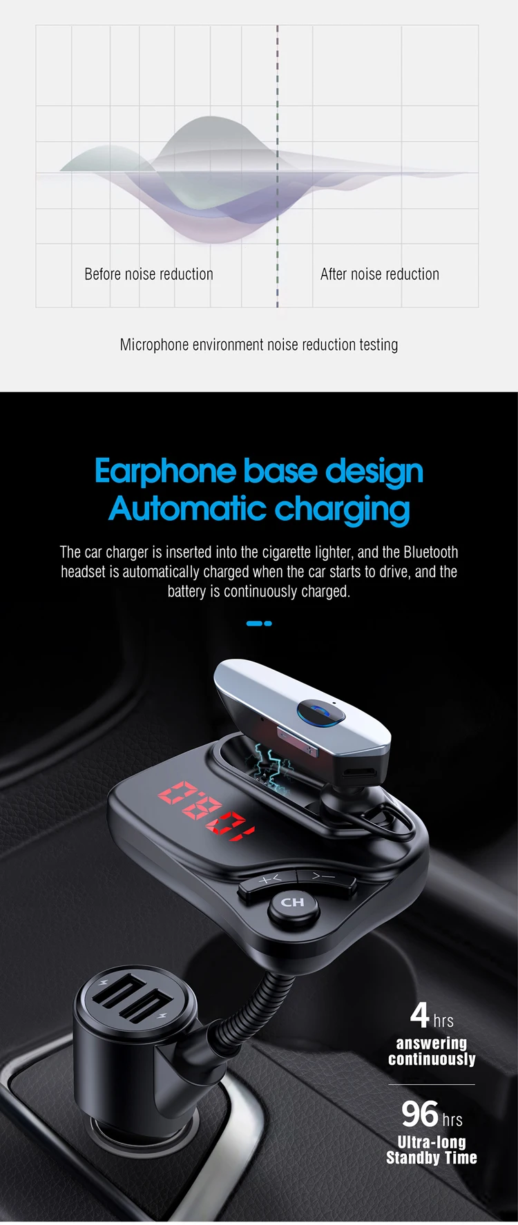 LUTU New V13 bluetooth car charger wireless fm transmitter handsfree car kit stereo mp3 player