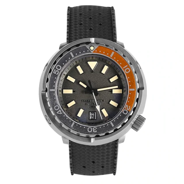 

Titanium Case 44MM Grey Dial Retro Luminous NH35A Automatic Mechanical Sapphire Ceramic Bezel 200BarWaterproof Rubber Watch