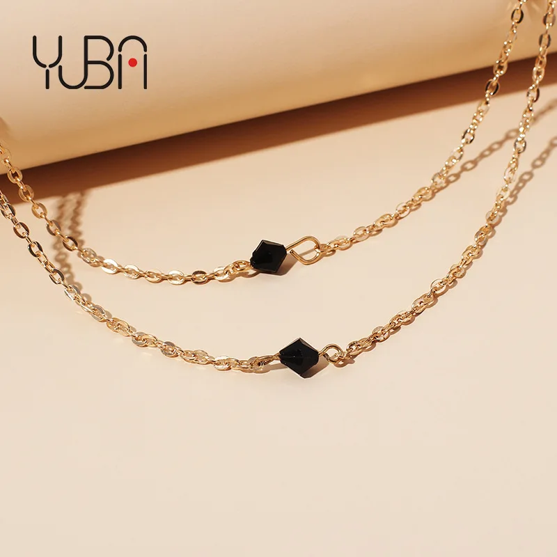 

Custom Wholesale Cheap price charming luxurious Multilayer personality choker simple black crystal necklace