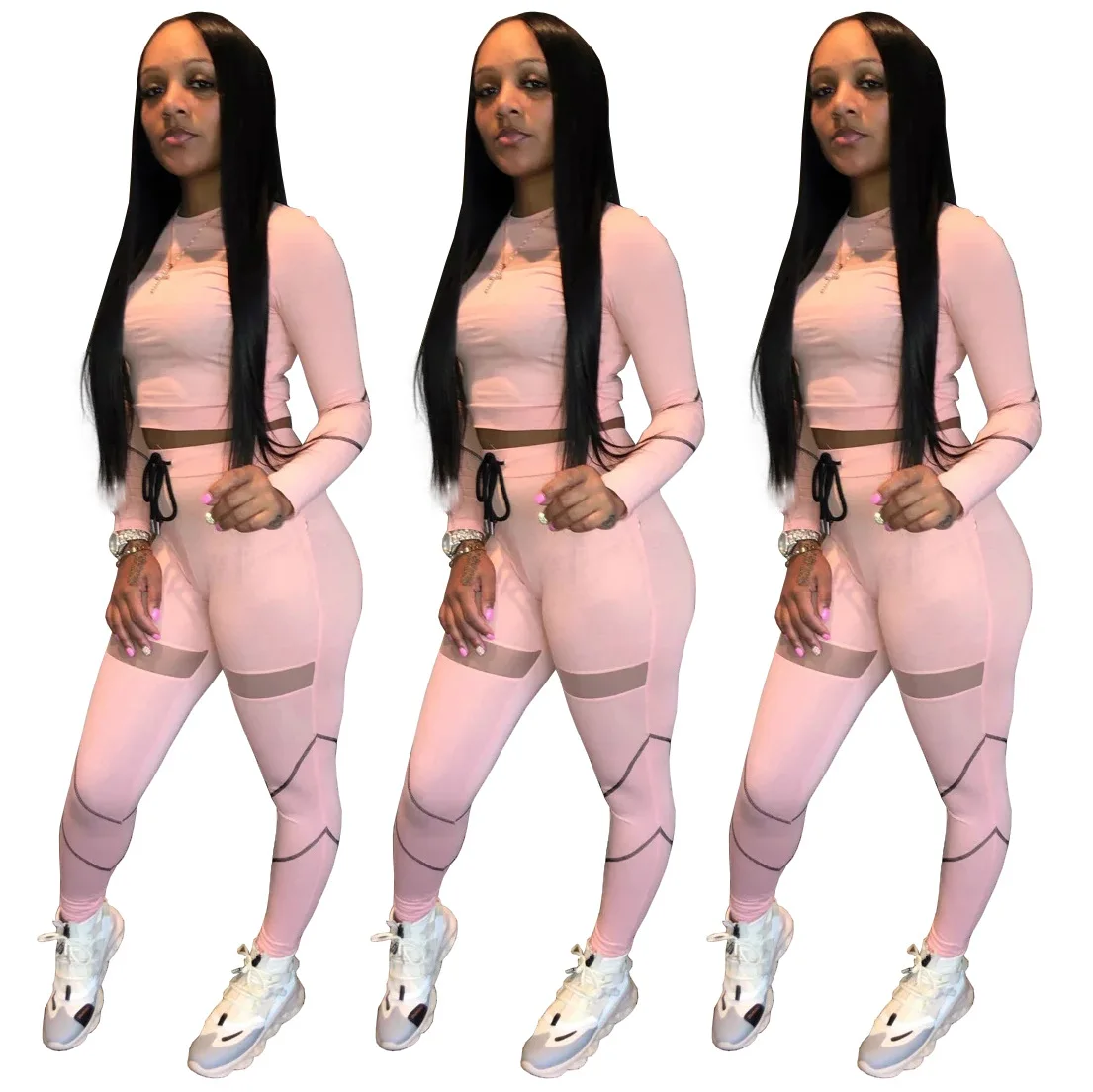 

HR8082 amazon hot style 2020 new style fall clothing jogging set for women two piece set