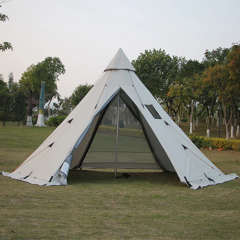 

Pyramid Tent Indian Shelter Anti-Rainstorm Outdoor Camping Tent Yurt with Chimney Hole 400*350*240cm Only Include Outside Shell