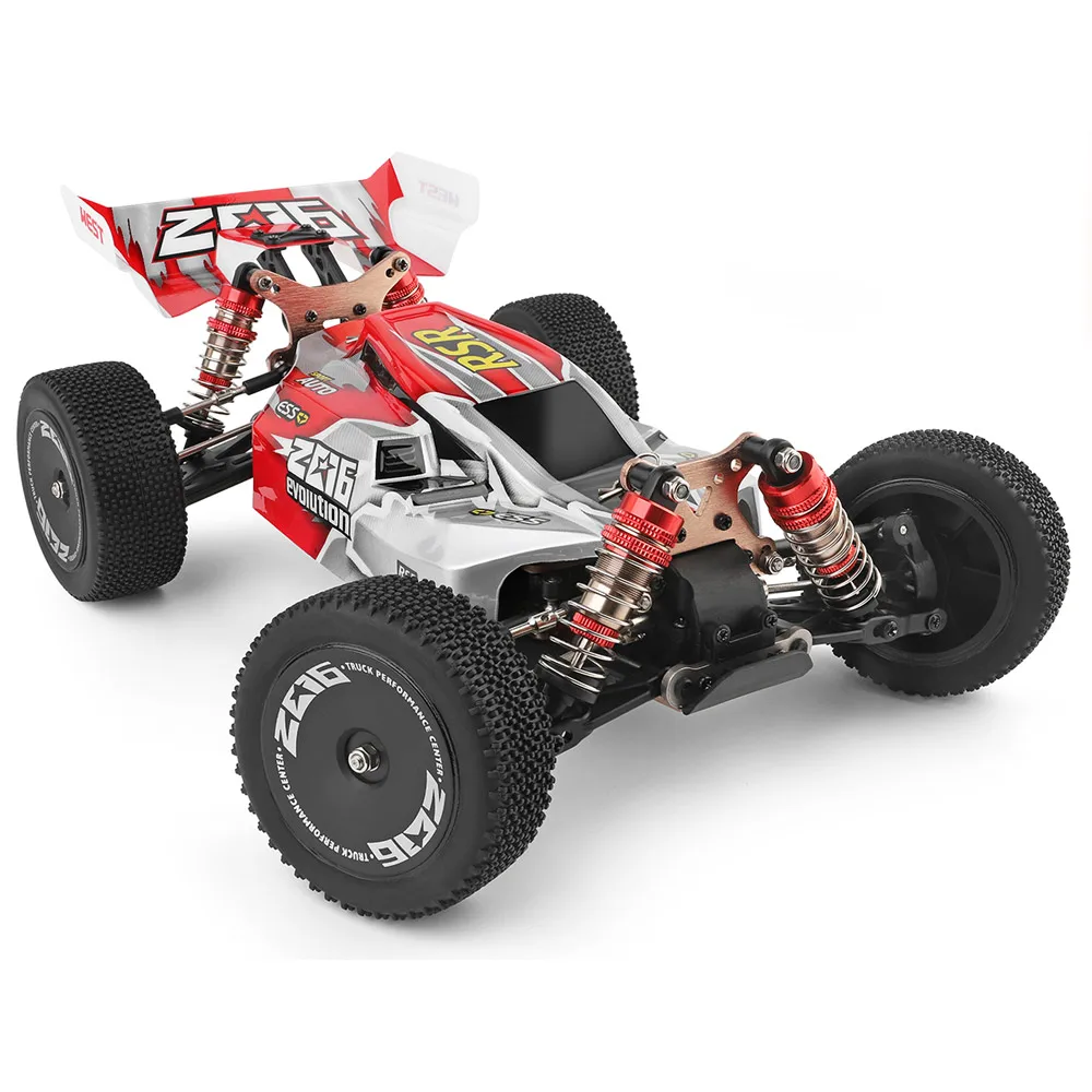 

Hot Wltoys 144001 1:14 2.4G 4WD High Speed Racing RC Car Vehicle Models 60km/h Battery 7.4V 2600mAh Remote Control Cars Model, Blue red