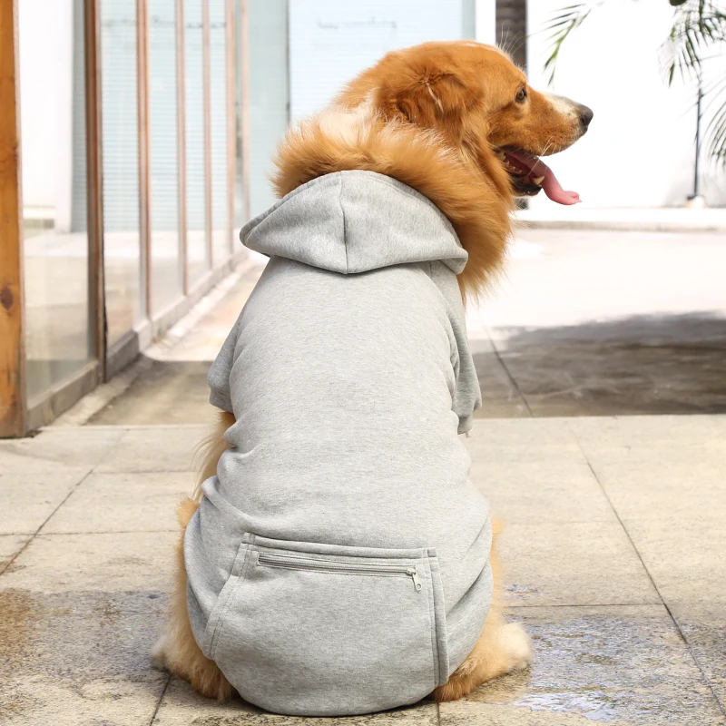 

Hot Sale 2022 Comfortable Winter Dog Clothes Big Dog Jacket Warm Cotton Jacket Dog Pure Color Sweatshirt Pet Clothes Hoodie, 5 colors