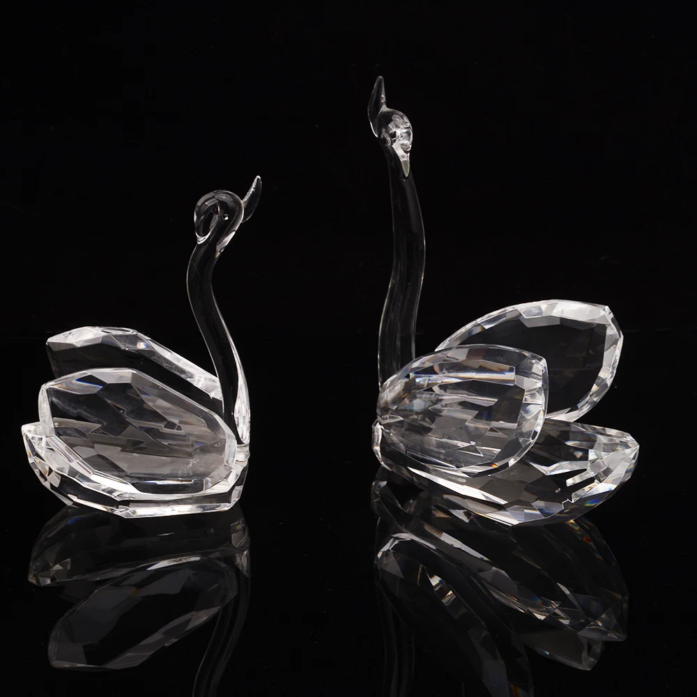 定制清晰的礼物天鹅婚礼水晶玻璃桌装饰