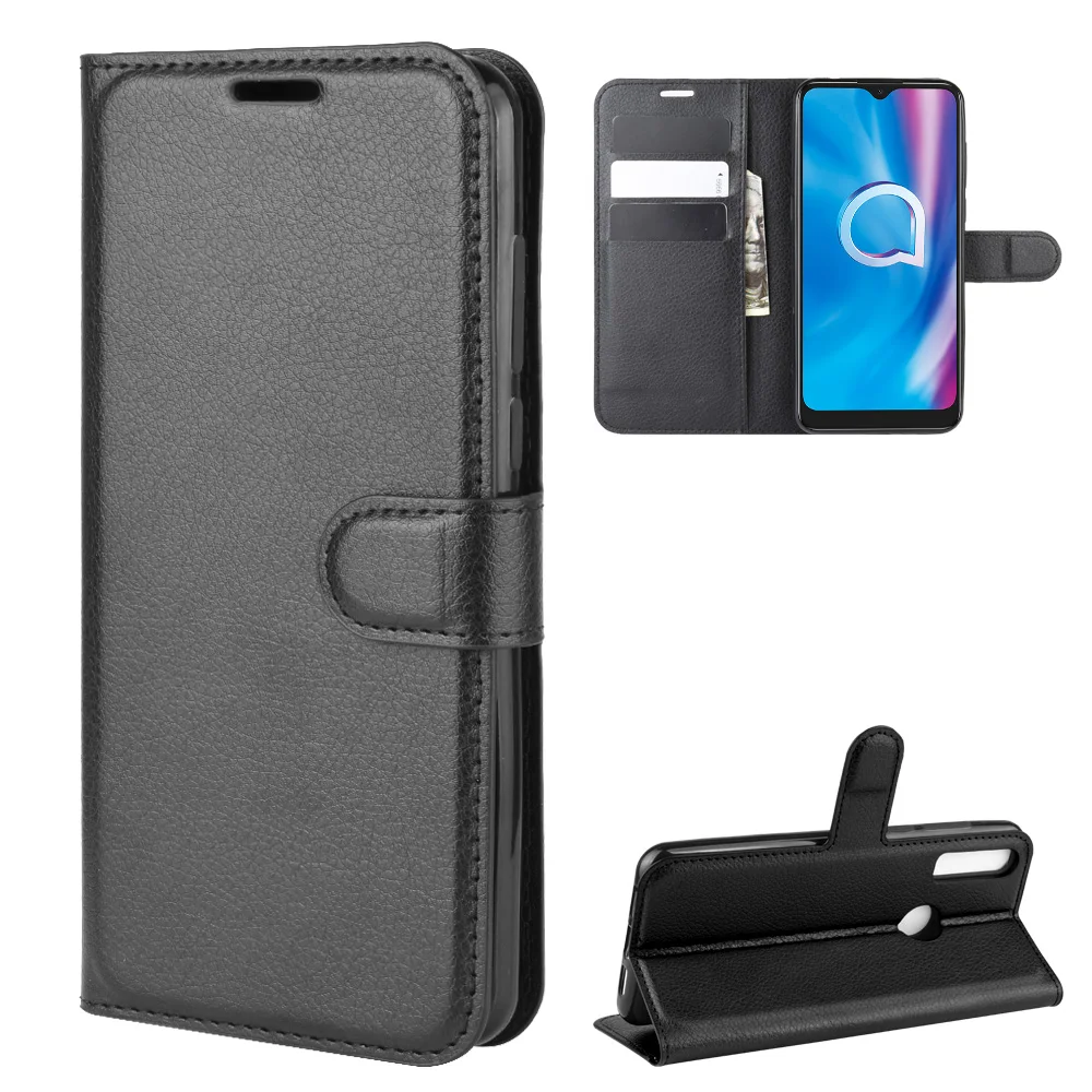 

9 Colors Litchi PU Card Holder Wallet Flip Leather Case For Alcatel 1S (2020)