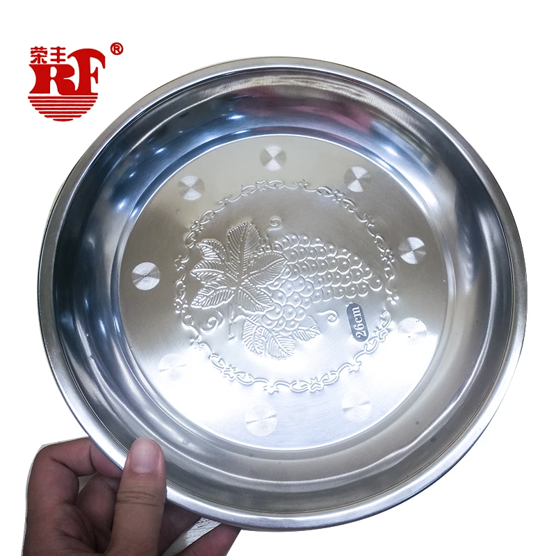 

Cheap Round Stainless Steel Serving Tray 40/44cm For Restaurant
