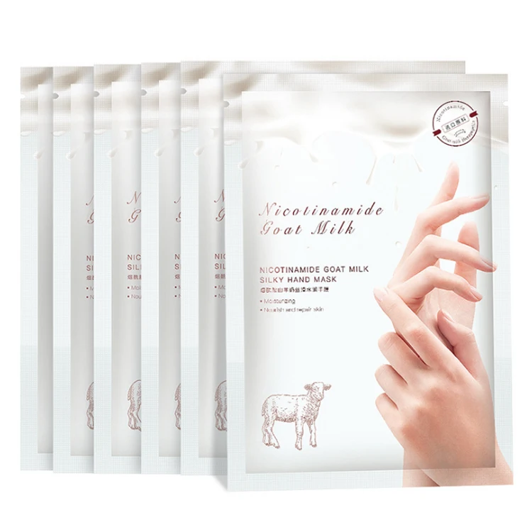 

BISUTANG Private Label Nicotinamide Goat Milk Hand Mask Sheet Hand Skin Care Remove Dead Skin Moisturizing Hydrating Hand Mask, White