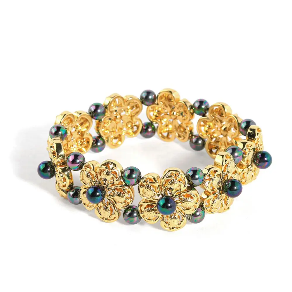 

Samoa Elasticity 14k gold jewelry wholesale bracelet fashion flower shell pearl bracelet for women