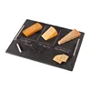 multipurpose DIY rough edge black slate plate with stainless handles