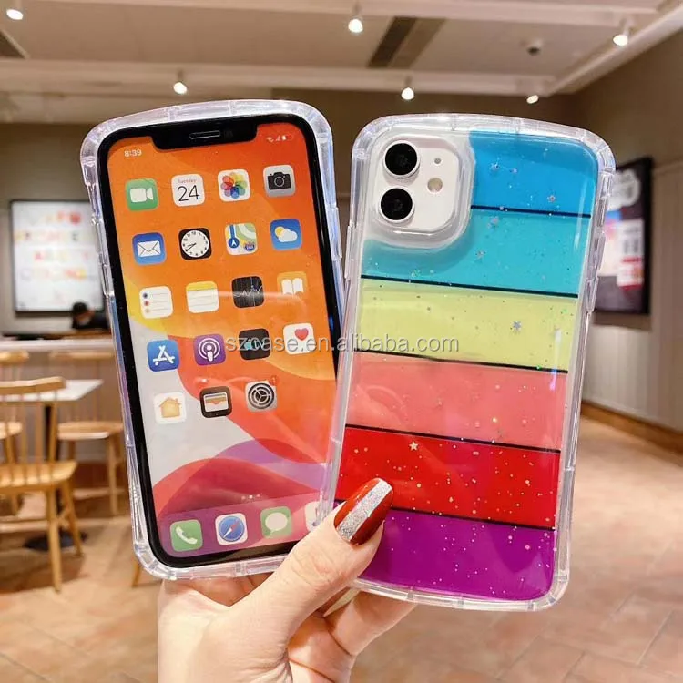 

Amazon Selling Graffiti Colours Rainbow Transparent Acrylic Glue Printing Cell Mobile Phone Back Cover Case For Iphone 11 (6.1)