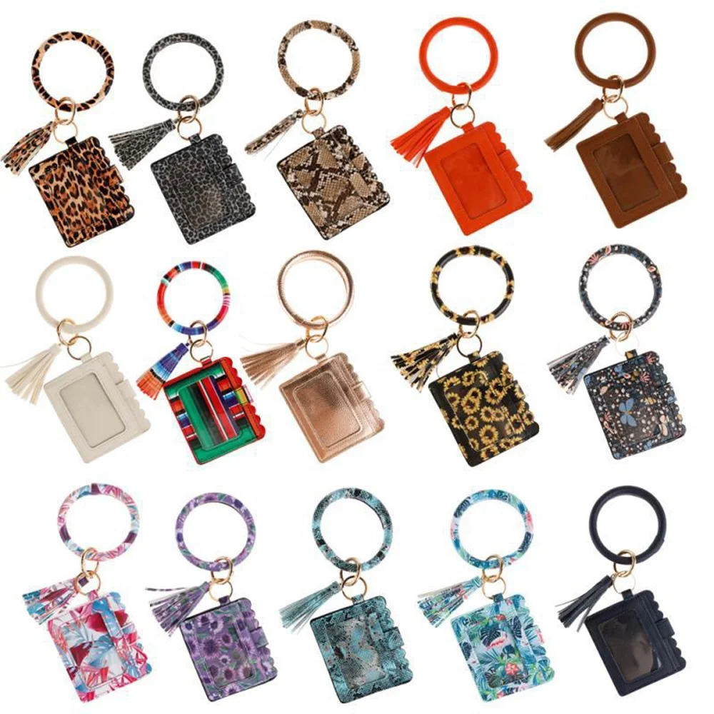 

Wholesale Leopard Wristlet Key Chain,Solid Leather ID Card Holder, Picture