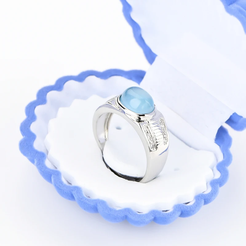 

Fine jewelry 925 sterling silver Handmade natural crystal stones ring aquamarine gemstone adjustable rings for women