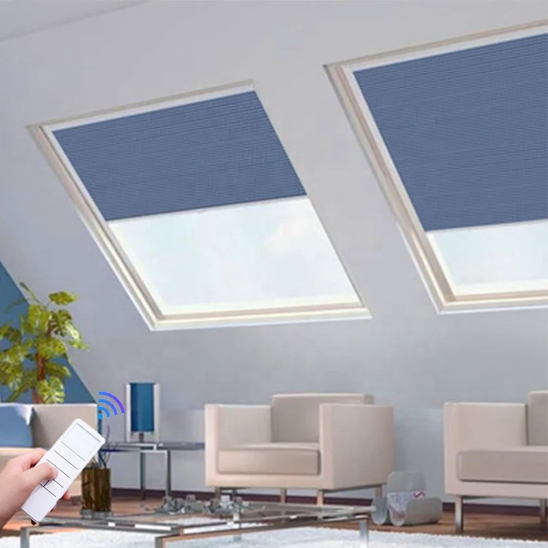 Modern Honeycomb Blackout Skylight Blinds Hot Summer Use No-woven Fabric Indoor Electric