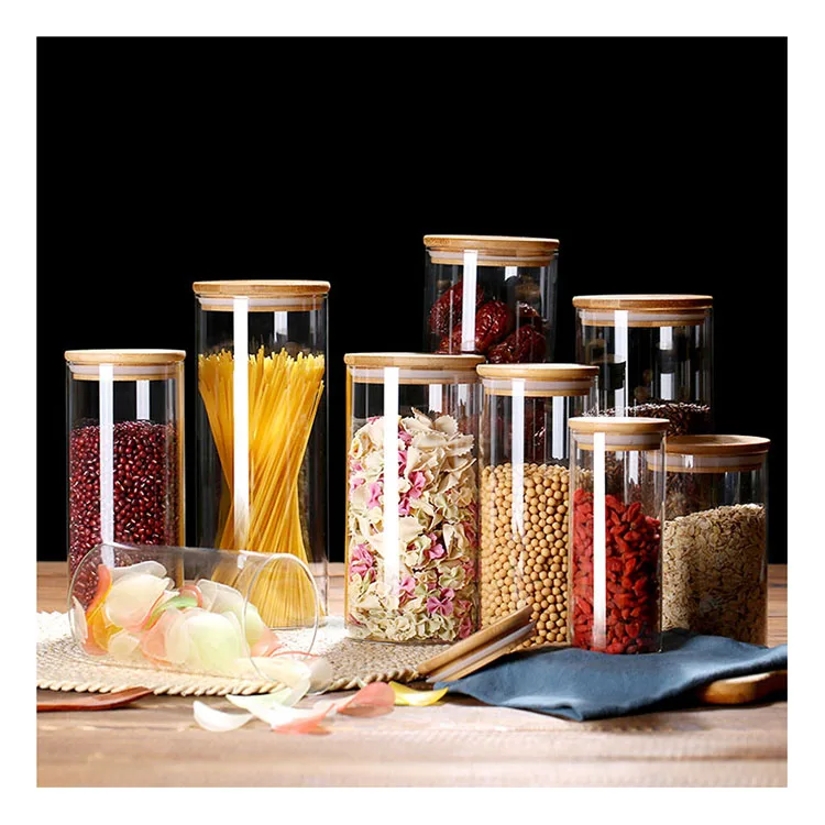 

Hot Selling 100ml clear round glass spice jar wholesale with bamboo lid