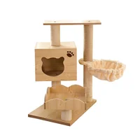 

Fancy Cat Furniture Wall Mounted Sisal Scratching House Cat Wooden Ladder Climbing Shelf Hammock Cat Tree