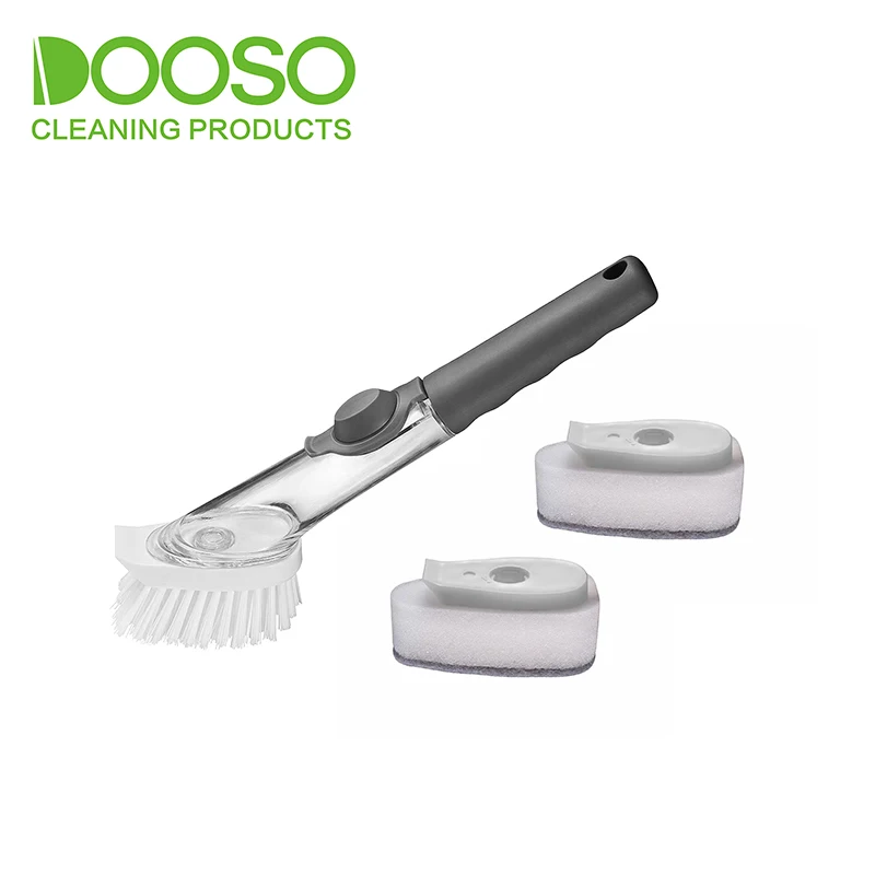 Image of Multifunctional Soap Dishwand Brush Kitchen Scrub Brush with 3 Replacement Heads Kitchen Cleaning Brush